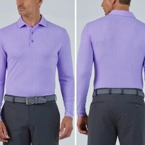 IBKUL Modern Fit Long Sleeve Polo UPF 50+ Quick Dry Mens XL Purple Golf Outdoor